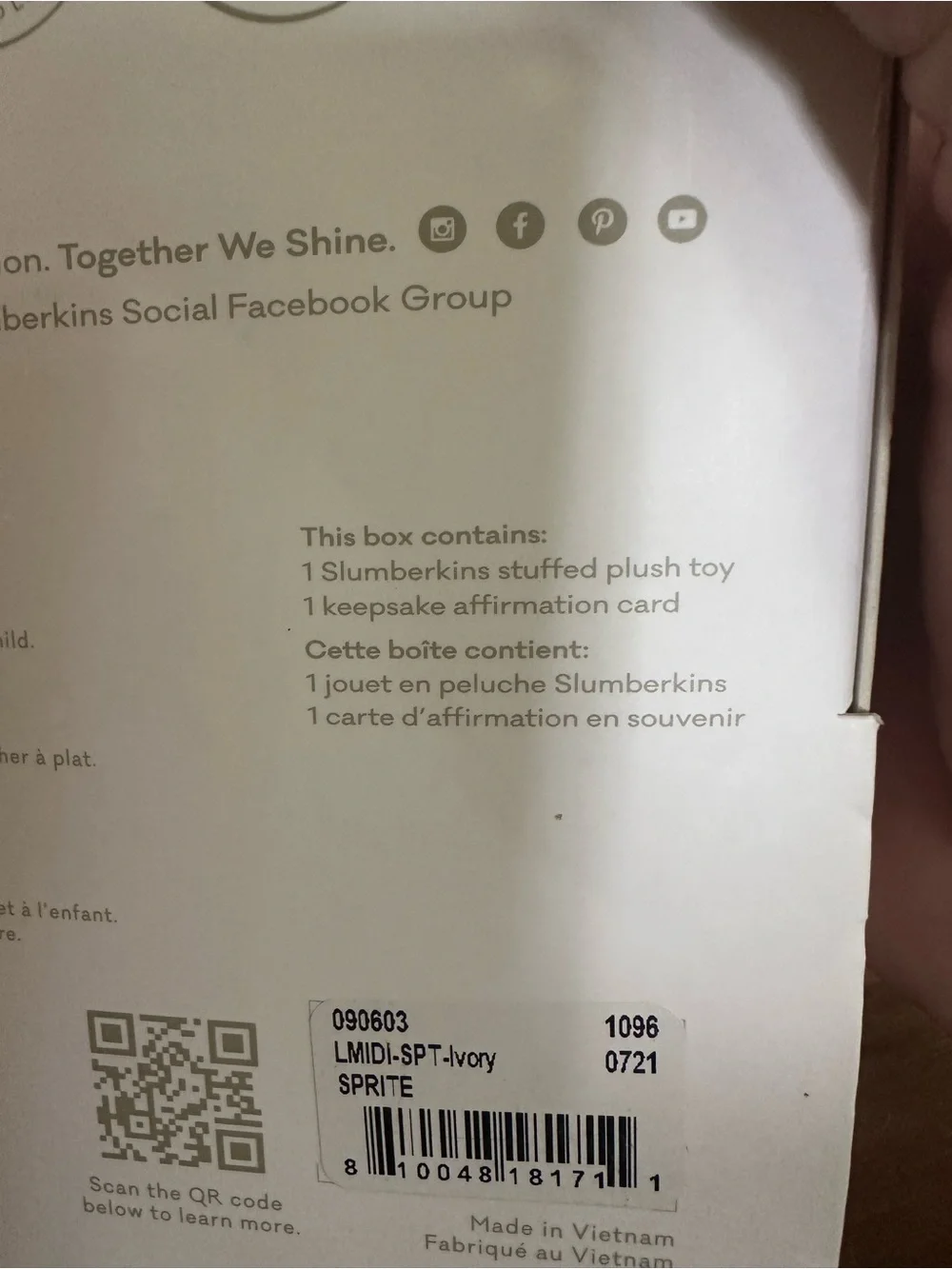 New Slumberkins stuffed Sprite offers comfort for grief book flash card 14”tall